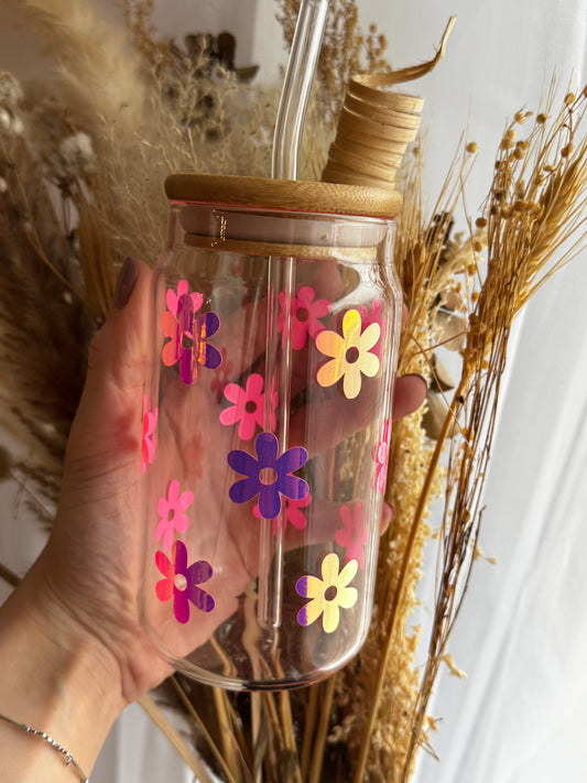 Glas Tumbler- Blumen
